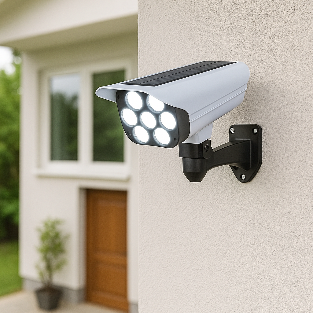 Foco Solar Exterior con Sensor de Movimiento y Diseño de Cámara | IP65 Impermeable