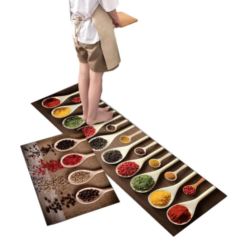 Set Alfombra de Cocina – 2 Piezas Antideslizantes | Diseño Gourmet Elegante