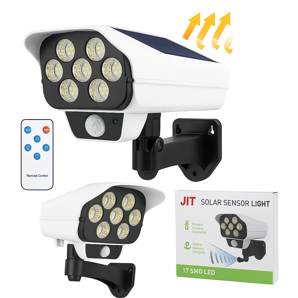 Foco solar exterior con sensor de movimiento y control remoto para pared IP65