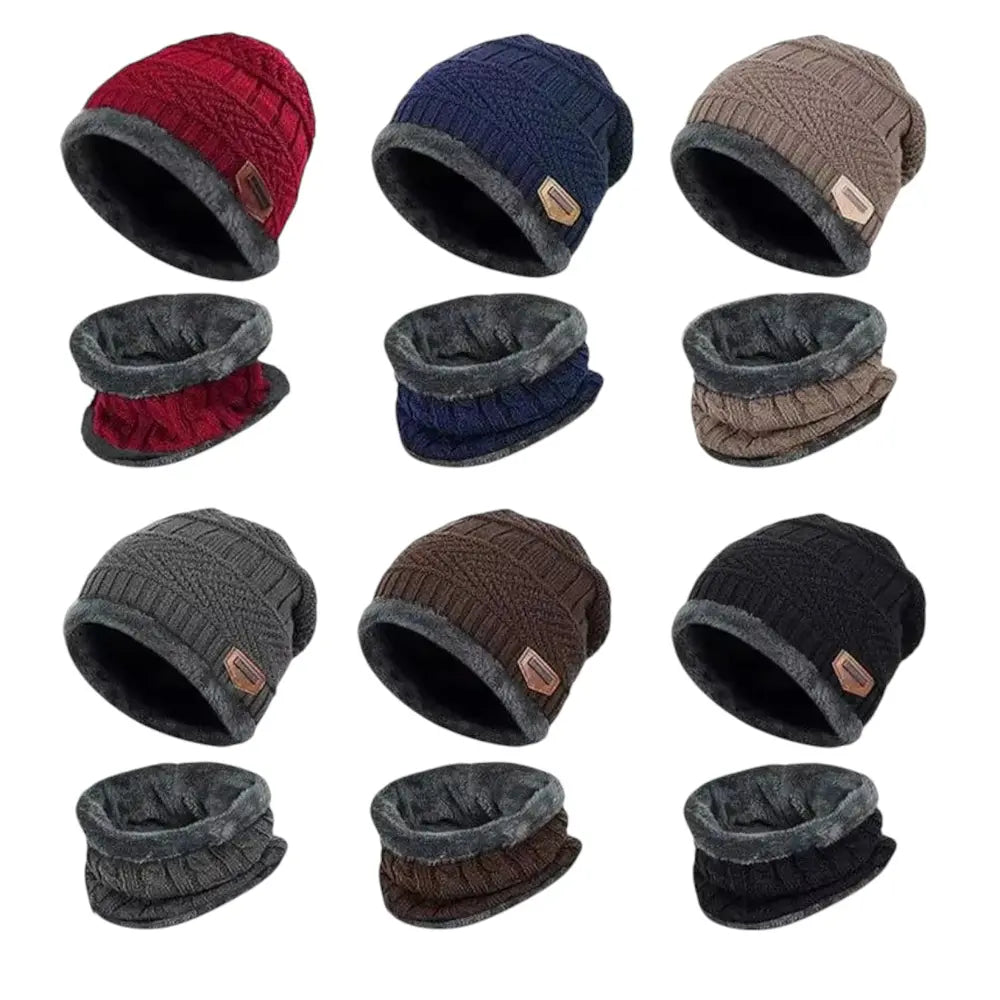 Set de gorro tejido+ cuello forrado con polar