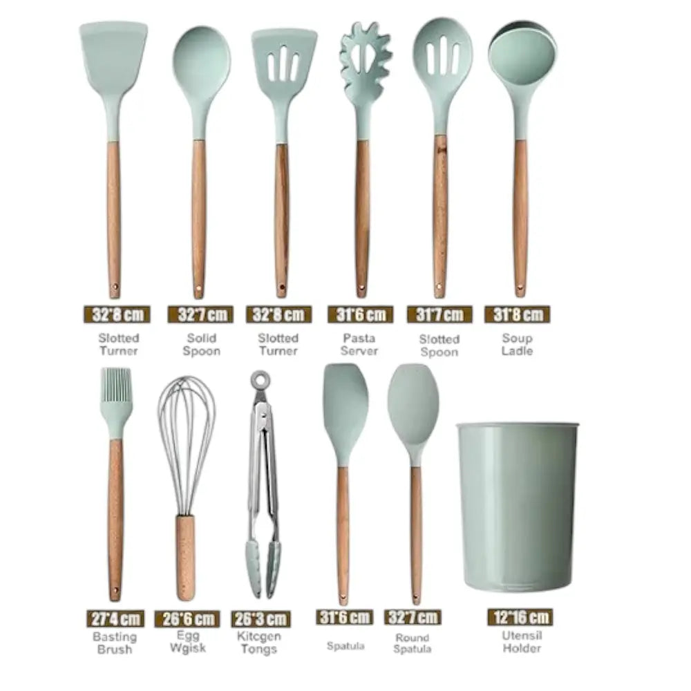 Set 12 utensilios de silicona cocina colores