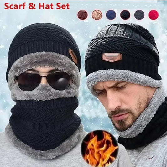 Set de gorro tejido+ cuello forrado con polar